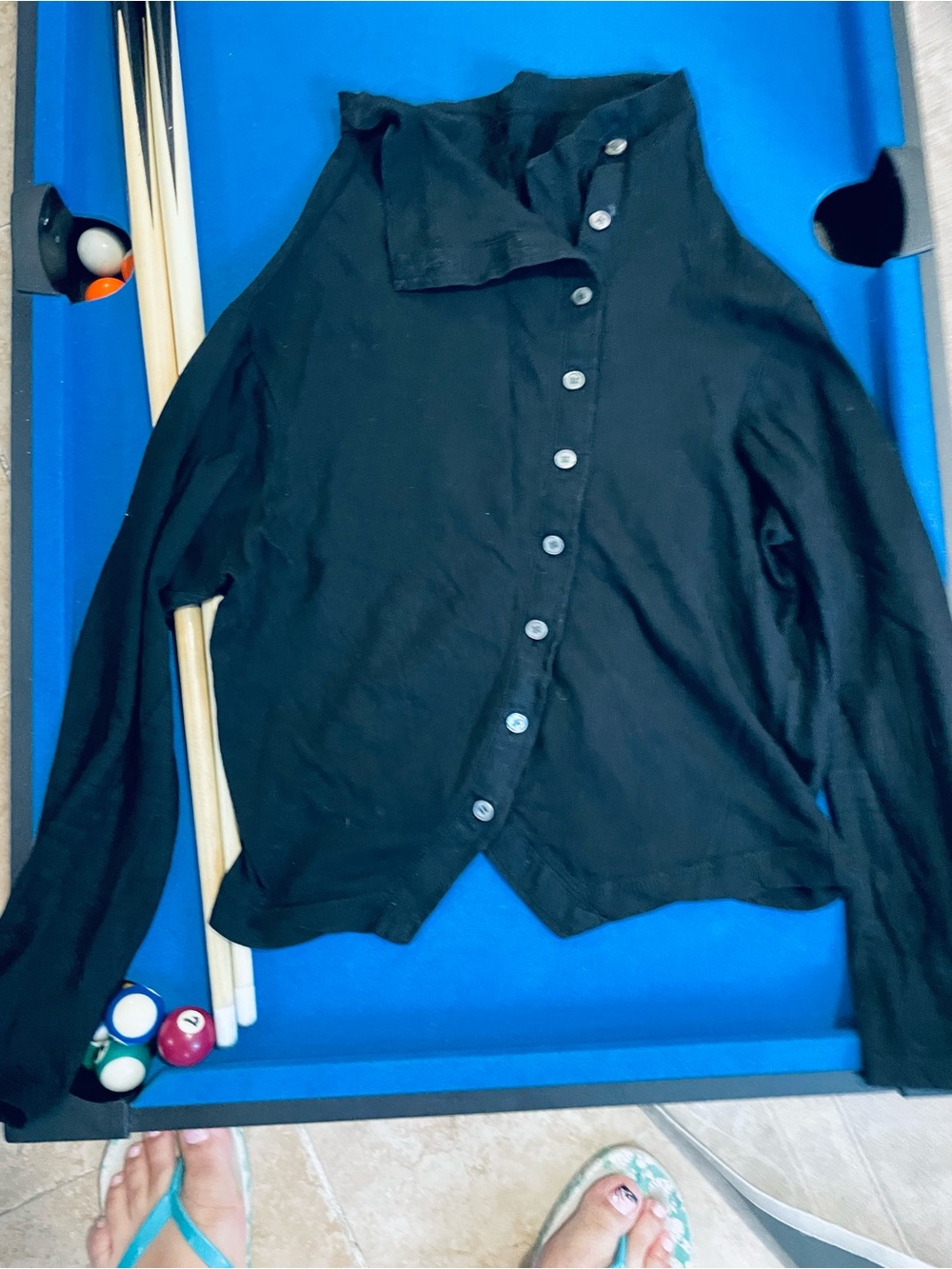 Morgane Le Fay Black Asymmetrical Button Cardigan